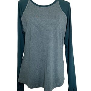 Striped Teal and Gray Women's Sweatshirt